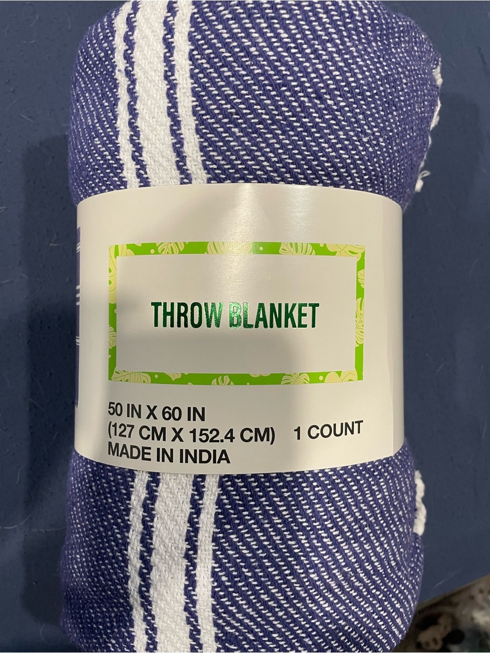 Blue and White Striped Throw Blanket – Lightweight Cozy Throw